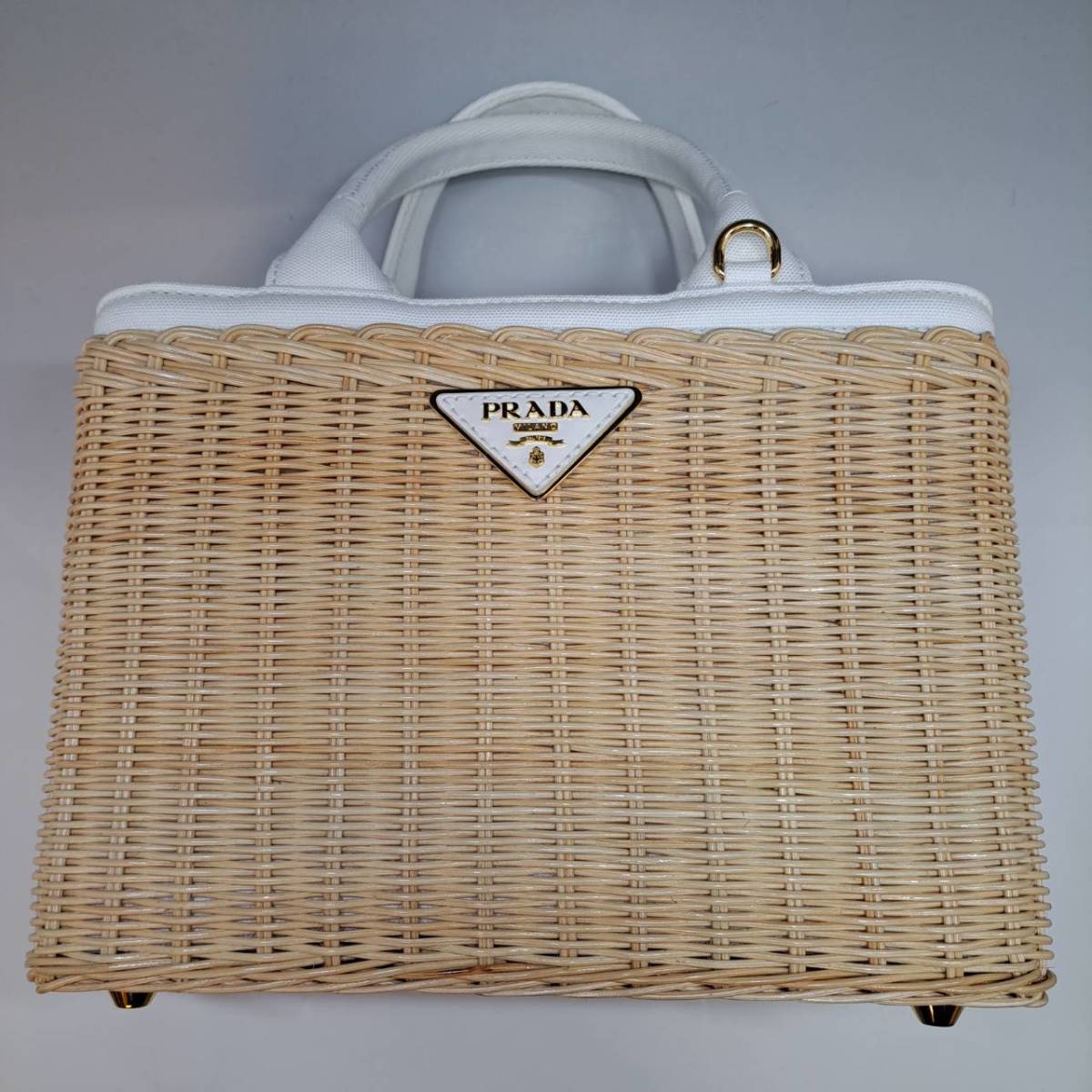 ◇◇プラダ PRADA カゴバッグ ホワイト ベージュ ◇◇ ふ