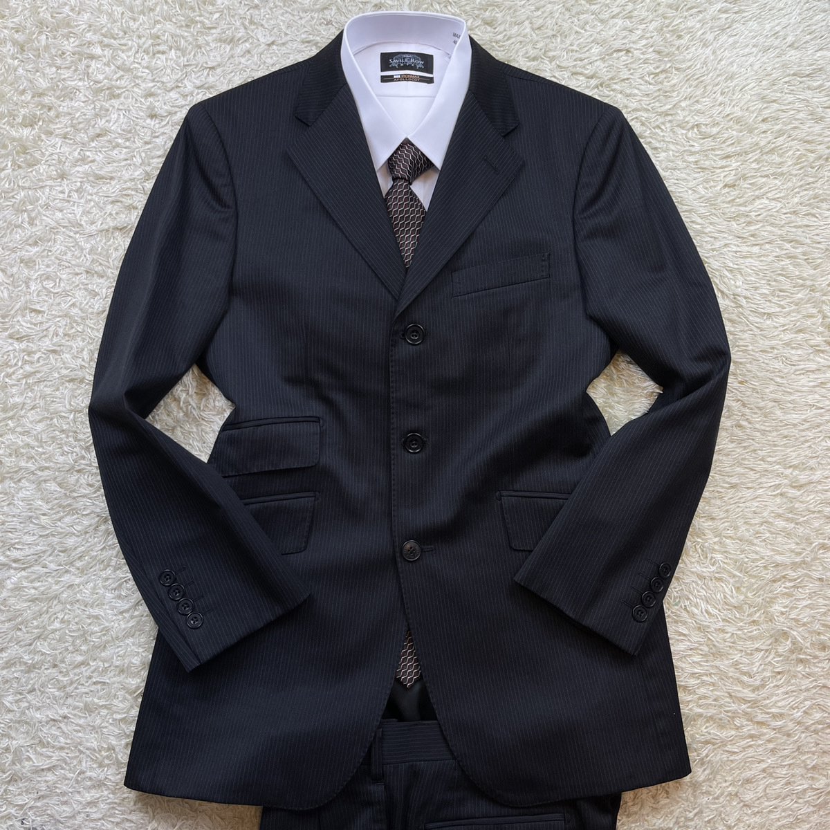 【美品】バーバリーブラックレーベル【大人の品格】スーツ セットアップ M位 36R ブラック 黒 ラムウール 日本製 BURBERRY BLACK LABELの画像2