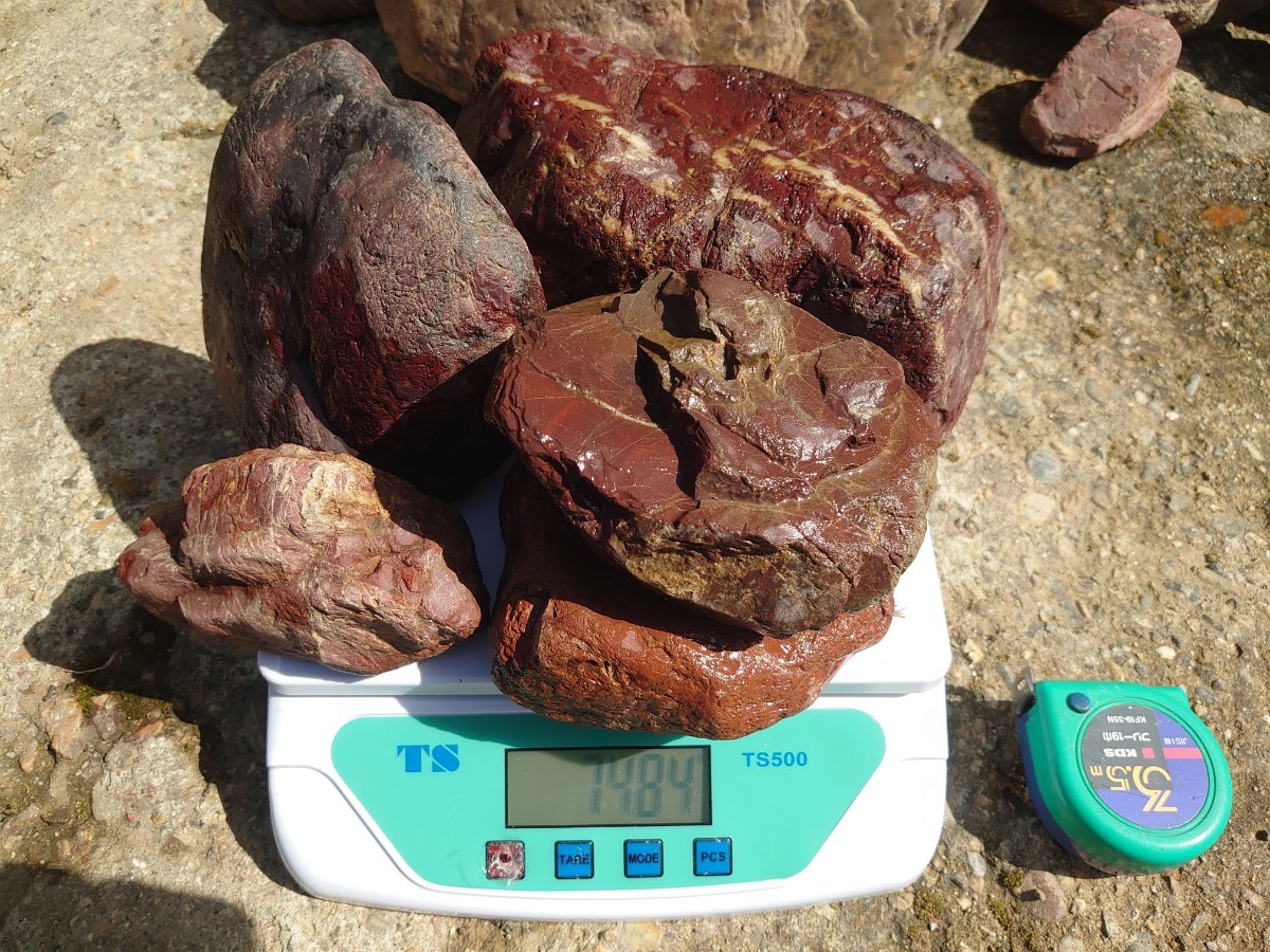買取売値 京都府産 赤石 13個 約25kg 庭石 観賞石 日本庭園 水石