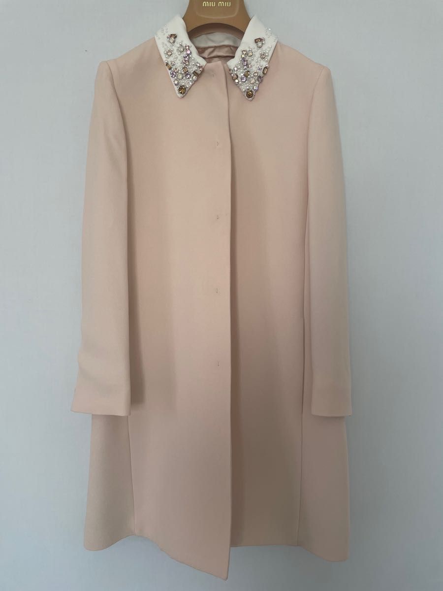 良品】MIU MIU スプリングコート キャメル ロングコート 38 襟 ミュウ
