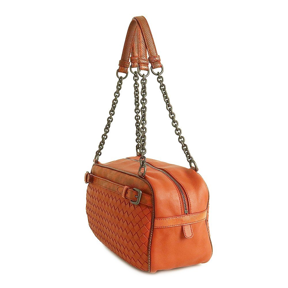 大人気の 【Bottega Veneta】ハンドバッグ リザード オレンジ 肩かけ