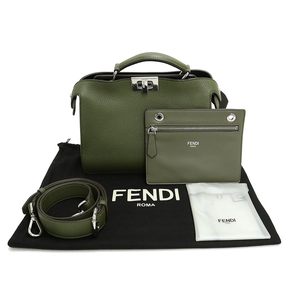 未使用 展示品）フェンディ FENDI ピーカブー アイシーユー ミニ 2WAY 斜め掛け ショルダー ハンドバッグ レザー 緑 7VA530 