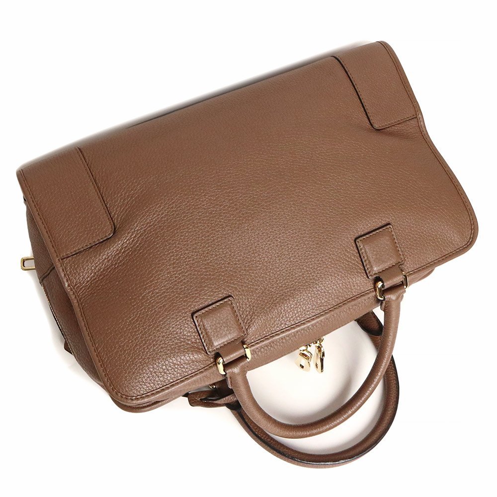 ロエベ LOEWE アマソナ 36 ハンドバッグ シープスキン レザー ブラウン