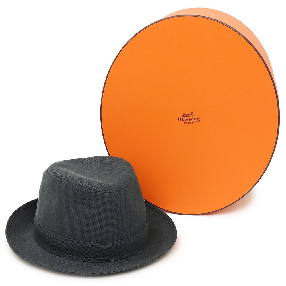 未使用 展示品)エルメス HERMES ハット 中折れ帽 #58 コットン 綿
