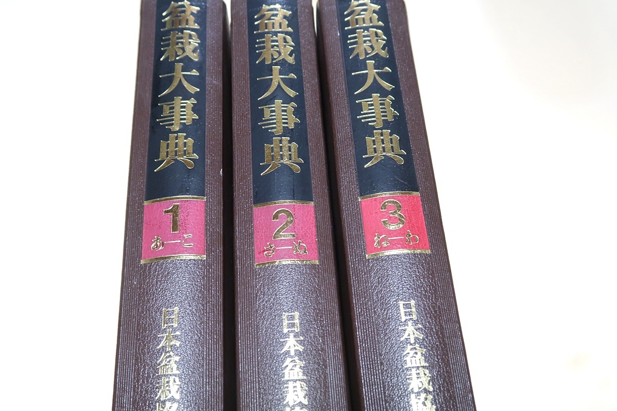 盆栽大事典・3冊/日本盆栽協会/最高の執筆陣をそろえその歴史から世界の現状に至るまで盆栽の領域について6100の項目をあげて五十音に配列_画像1