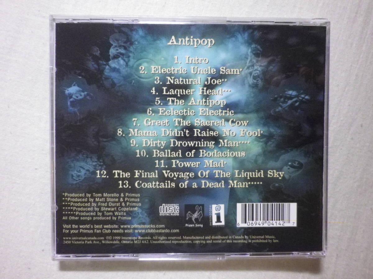 『Primus/Antipop(1999)』(INTERSCOPE 069490414-2,輸入盤,歌詞付,Les Claypool,グランジ,Funk,Jazz,Tom Waits,James Hetfield)_画像2