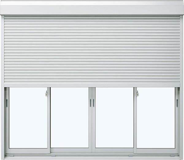 アルミサッシ YKK フレミング シャッター付 引違い窓 W2850×H1830 （28118-4） 複層 - 0