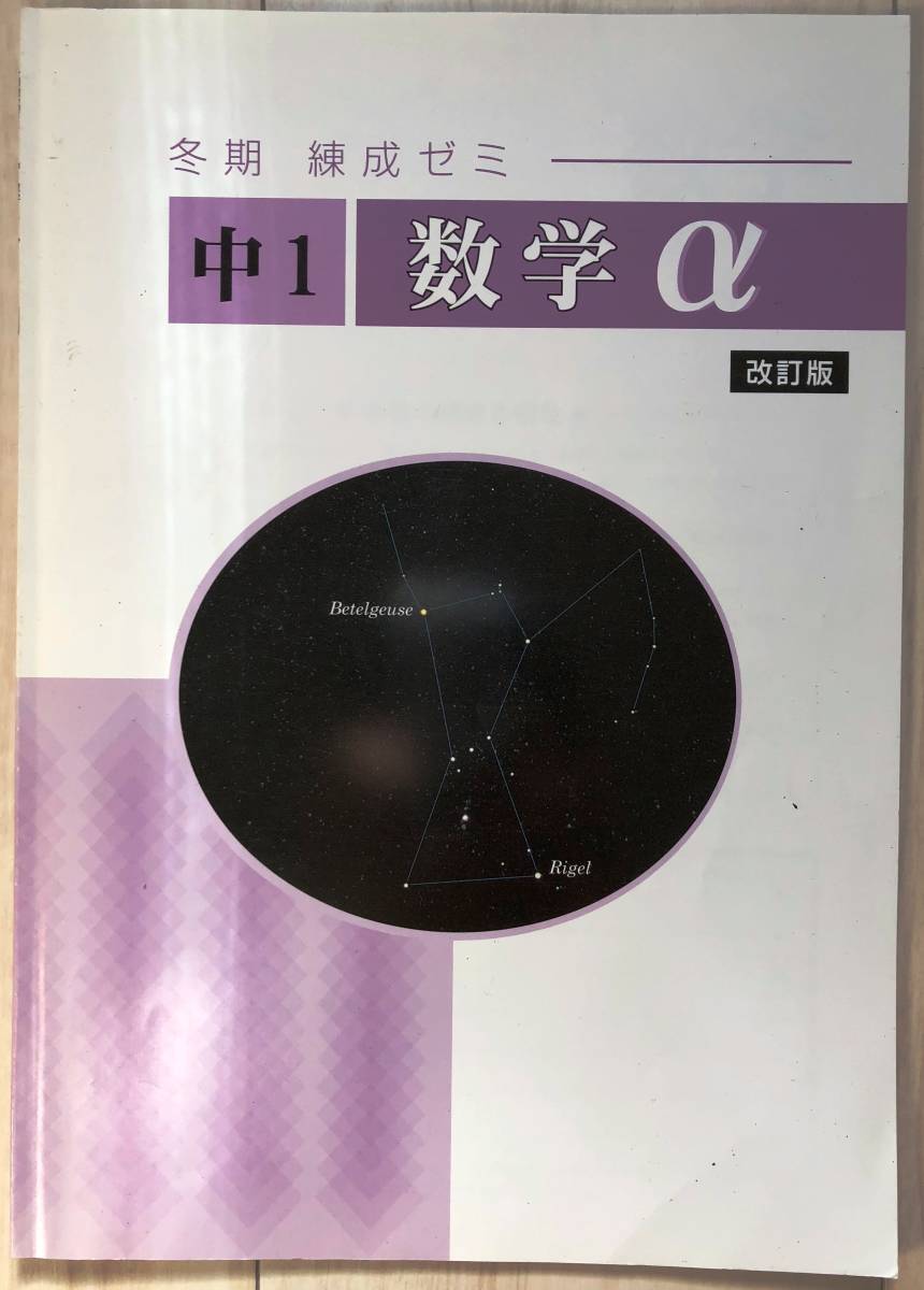 ●塾用教材 冬期練成ゼミ【数学α 中学1年】_画像1