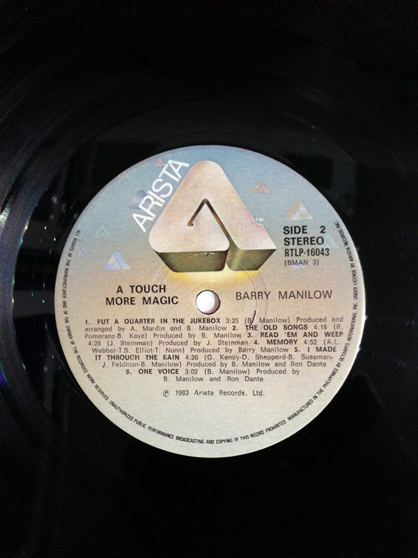 セール！・レア！ LP Barry Manilow / A TOUCH MORE MAGIC/フィリピン盤_画像5