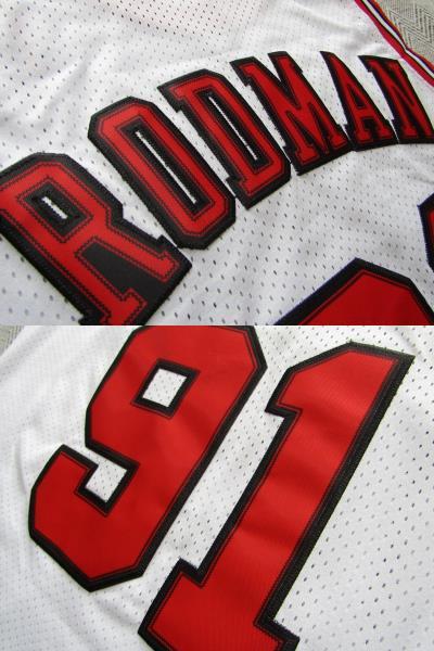 【新品】 NBA RODMAN #91 デニス・ロッドマン BULLS シカゴ・ブルズ ユニフォーム ゲームシャツ　ジャージ　刺繍ジョーダン　Ｍ 白_画像7