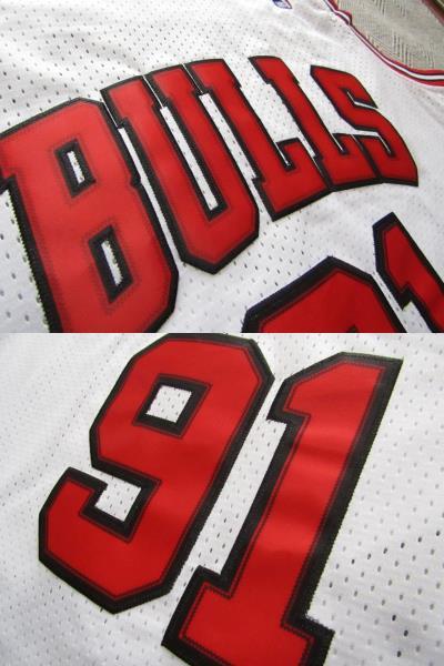 【新品】 NBA RODMAN #91 デニス・ロッドマン BULLS シカゴ・ブルズ ユニフォーム ゲームシャツ　ジャージ　刺繍ジョーダン　Ｍ 白_画像5
