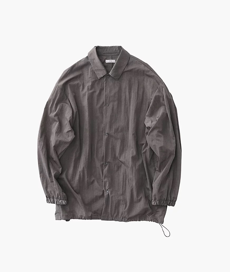 ATON 22SS HAND DYE NYLON COACH JACKET SUMI 04 M エイトン ATON 22SS HAND DYE NYLON COACH JACKET SUMI 04 M エイトン