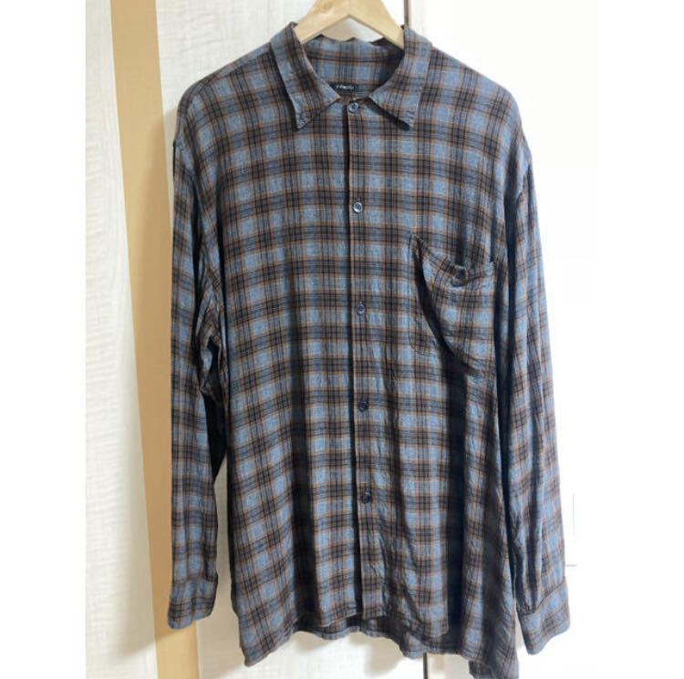COMOLI 19ss レーヨンオープンカラーチェックシャツ ブラウン 2 COMOLI 19ss レーヨンオープンカラーチェックシャツ ブラウン 2