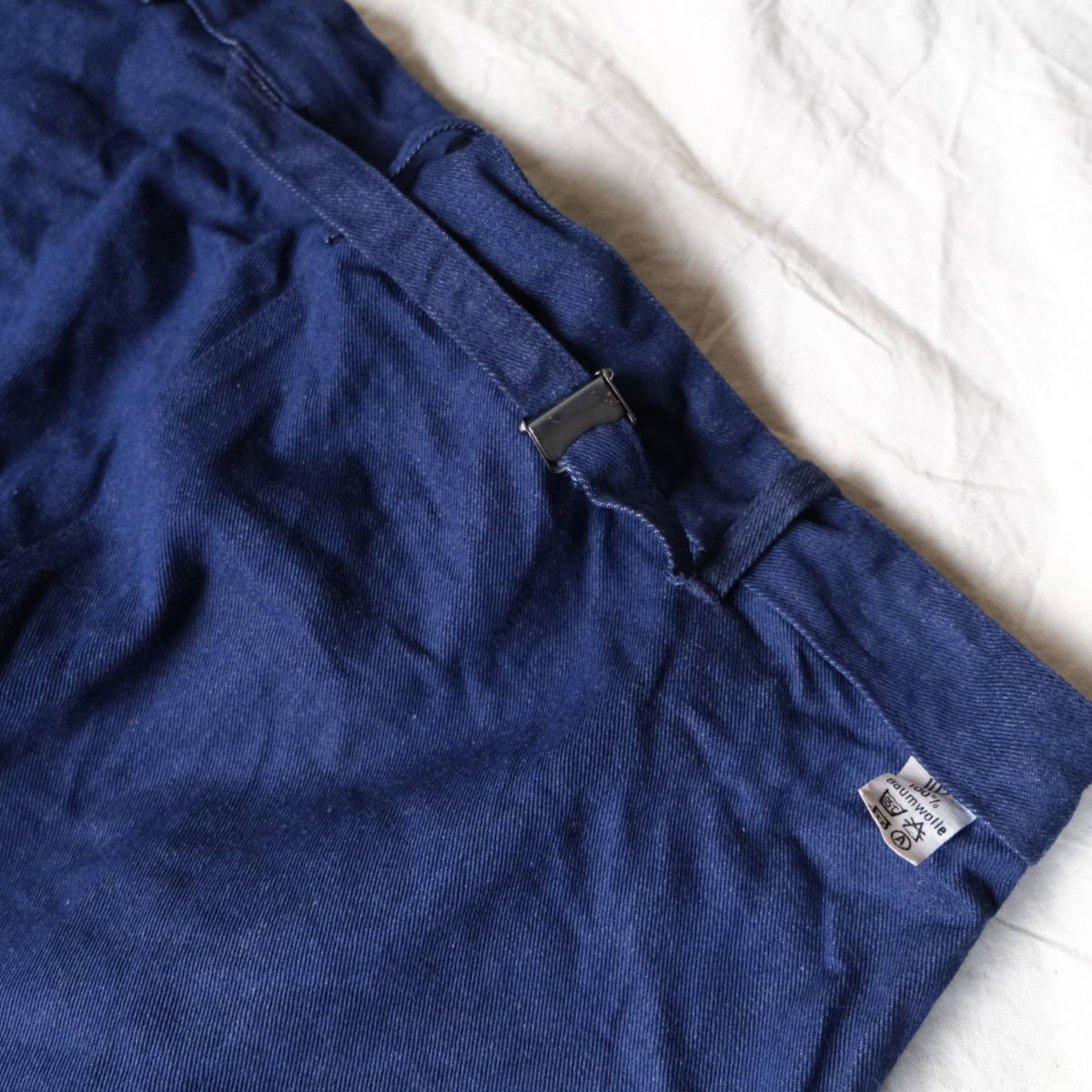  dead stock [ Europe Vintage ] cotton tsu il Denim pants trousers / navy blue navy blue blue series / France Work 