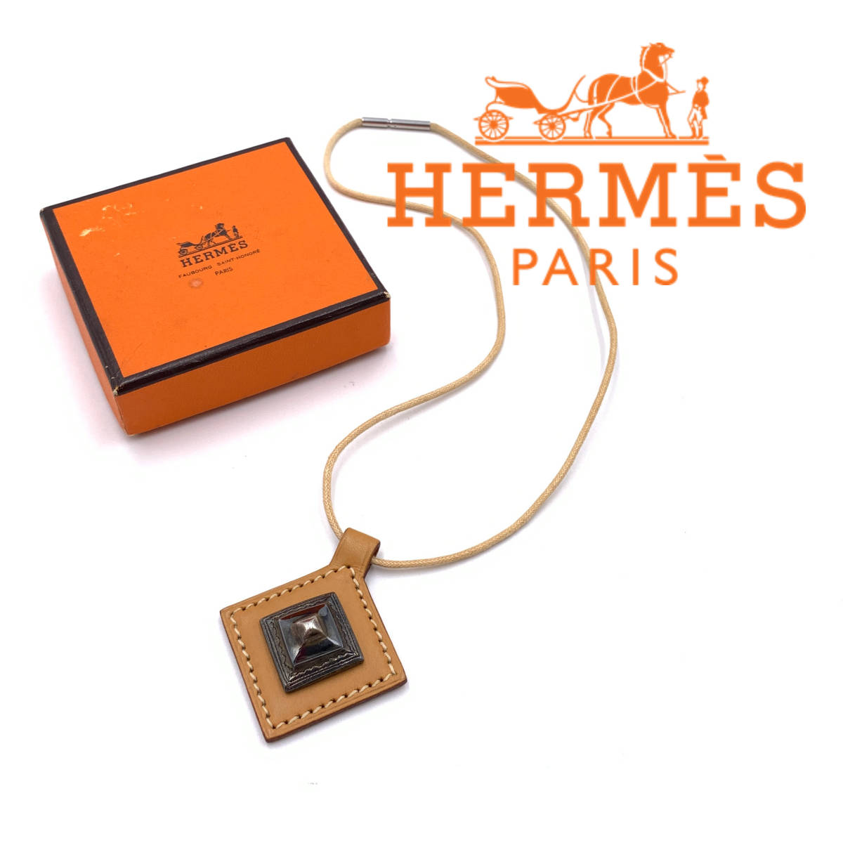 HERMES エルメス トゥアレグ ブラウン × シルバー ネックレス E刻 2001