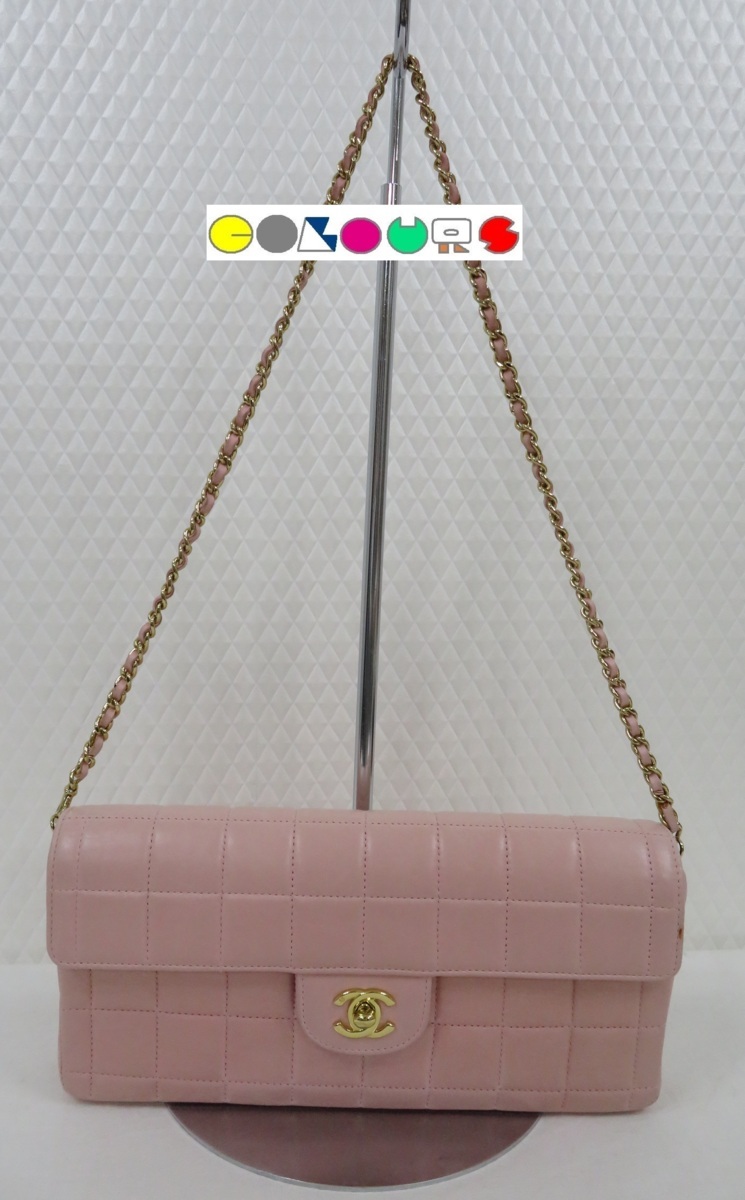 COLOURS〕 チョコバー□チェーンショルダーバッグ□ラムスキン□ピンク