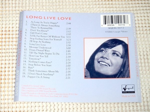 廃盤 Sandie Shaw サンディ ショー Long Live Love /UK 60s スウィンギング ロンドン 歌姫/ パリのあやつり人形 等 19曲収録 好選曲ベスト