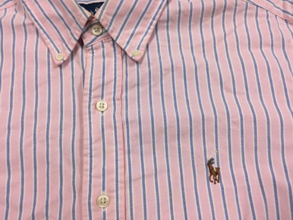 【送料無料】ラルフローレン Ralph Lauren アメカジ オックスフォード ストライプ ボタンダウン 長袖シャツ メンズ L ピンク_画像3