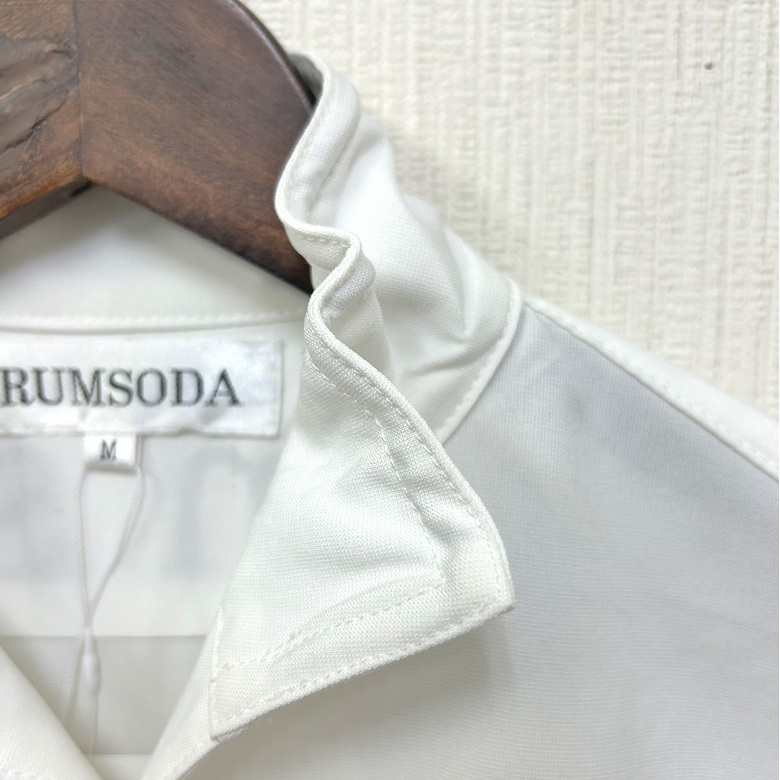 （送料無料）RUMSODAラインストーンワイヤー付きイタリアンカラー長袖シャツ2290-23 新品ホワイトM_画像8