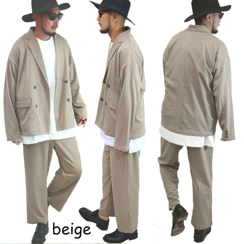 お手頃価格 ストレッチダブルジャケット&ワイドパンツセットアップスーツ3012l330-3012l330新品ベージュL ダブルスーツ お手頃価格 ストレッチダブルジャケット&ワイドパンツセットアップスーツ3012l330-3012l330新品ベージュL ダブルスーツ