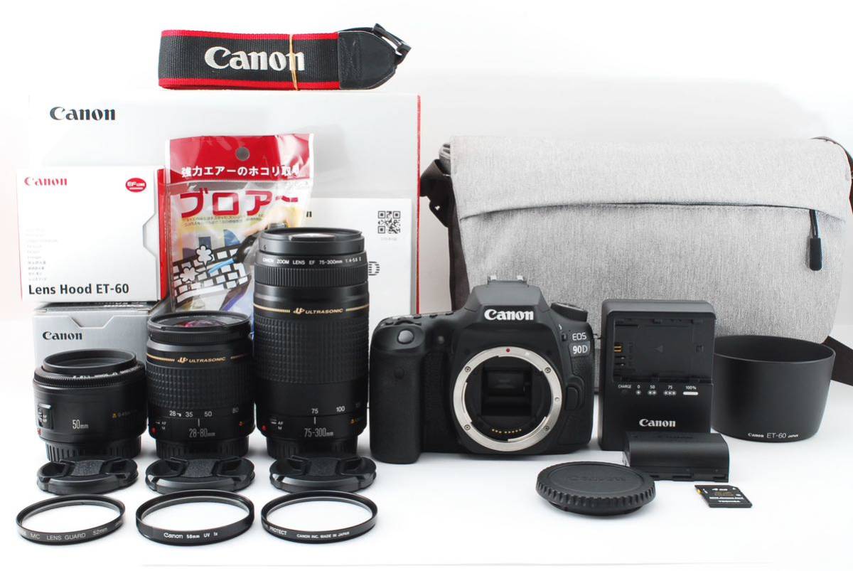 超人気高品質 キヤノン Canon 75-300㎜標準&望遠&単焦点トリプルレンズ