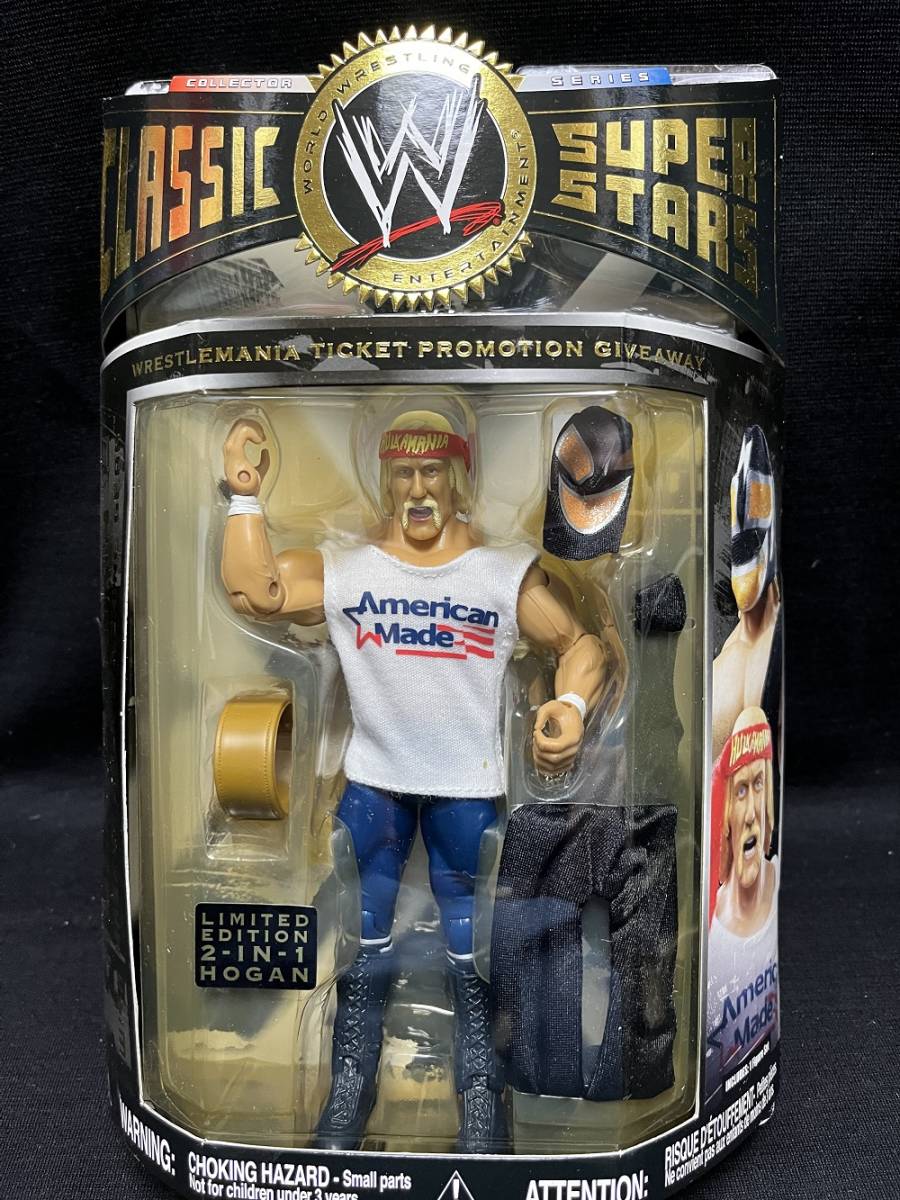 JAKKS：WWE Classic Superstars 限定 リアルアメリカン・H・ホーガン w/シャツ＆ハルク・マシン・ギヤ （レッスルマニアプロモ、未開封品）