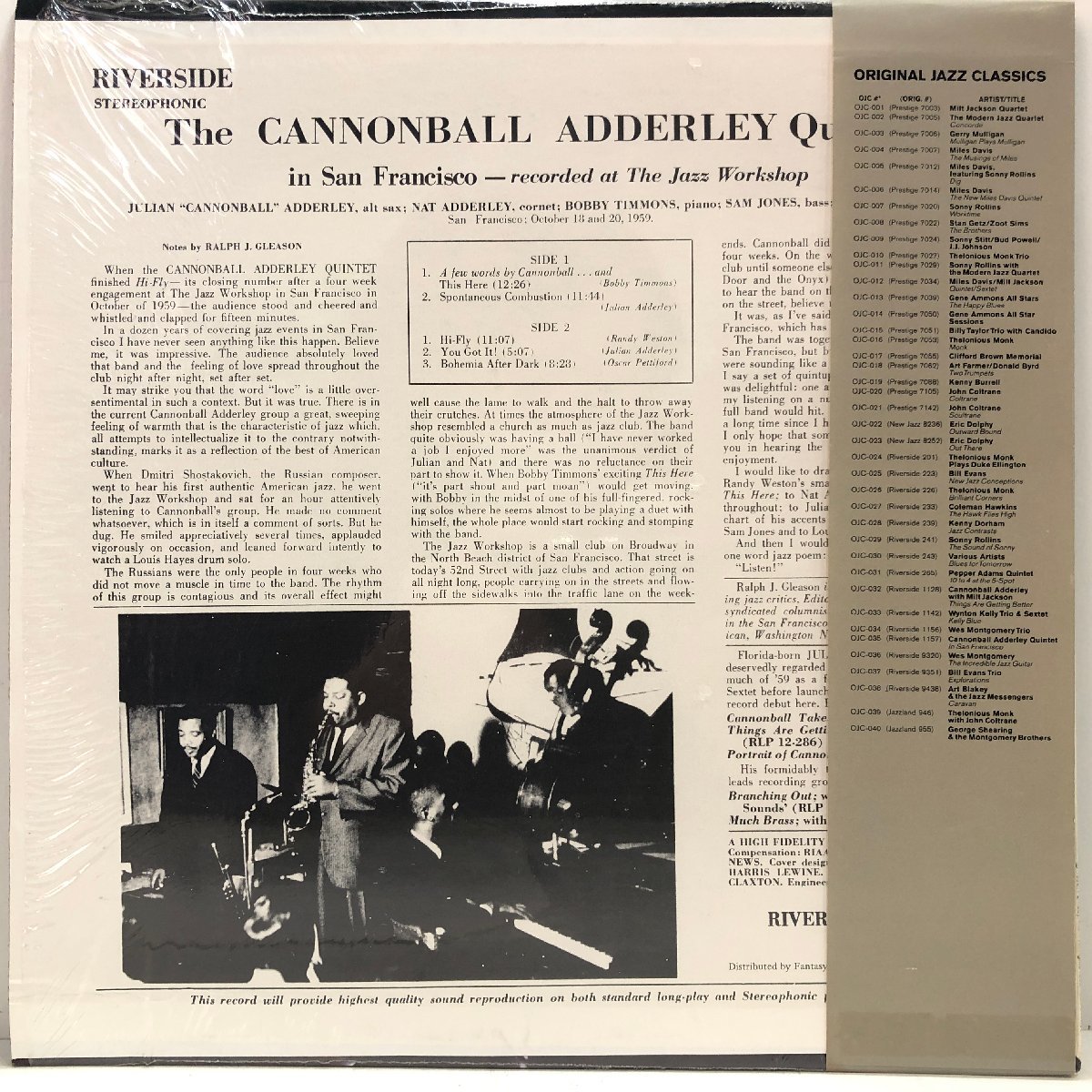 【US盤 LP】THE CANNONBALL ADDERLEY QUINTET IN SAN FRANCISCO / キャノンボール・アダレイ /シュリンク ORIGINAL JAZZ CLASSICS OJC035▲の画像2