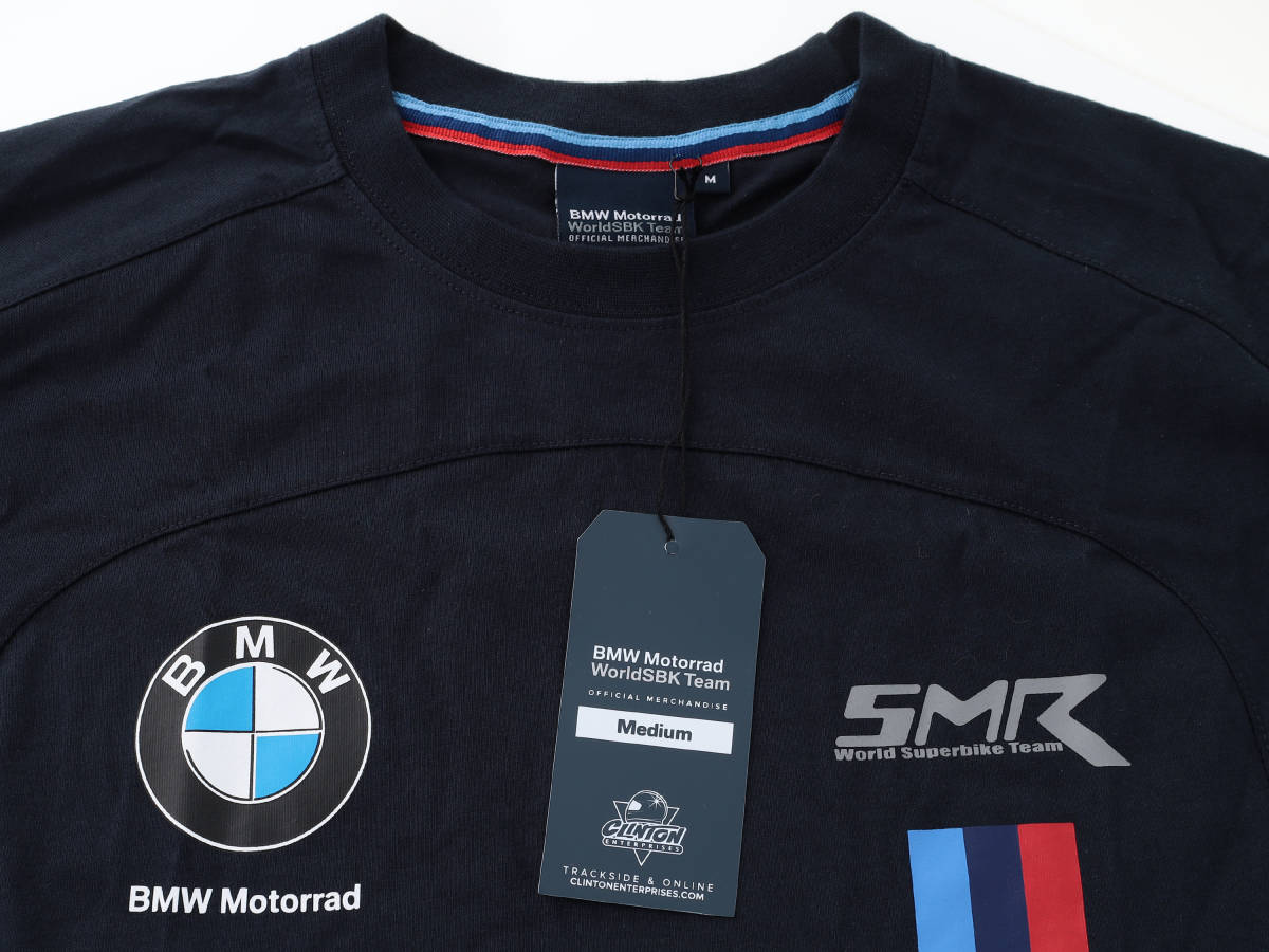 希少！【BMW motorrad】World Super Bike オフィシャル紺色Tシャツ【M】綿 （検：WSBK motoGP Super Bike BMW S1000RR TOM SYKES ）_画像3