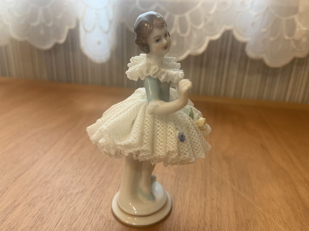 【美品】DRESDEN MINIS BALLERINAS アイリッシュドレスデン ミニバレリーナ フィギュリン 陶器人形 置物 レースドール _画像6