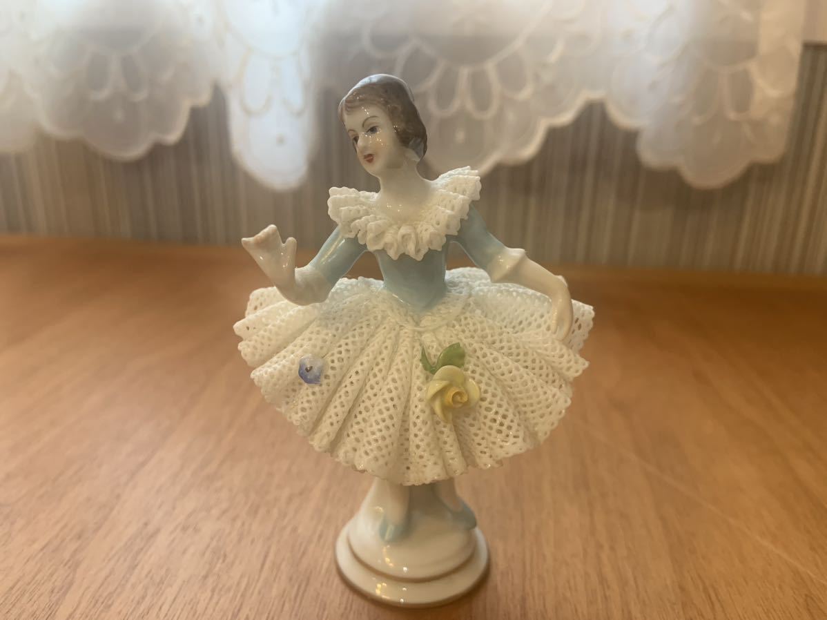 【美品】DRESDEN MINIS BALLERINAS アイリッシュドレスデン ミニバレリーナ フィギュリン 陶器人形 置物 レースドール