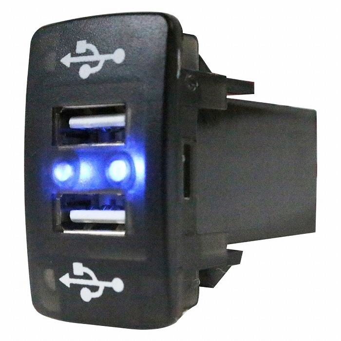 ホンダAタイプ N BOX＋カスタム H24.7～現在 LED/ブルー 2口 USBポート 充電 12V 2.1A 増設 パネル USBスイッチホールカバー 電源_画像1