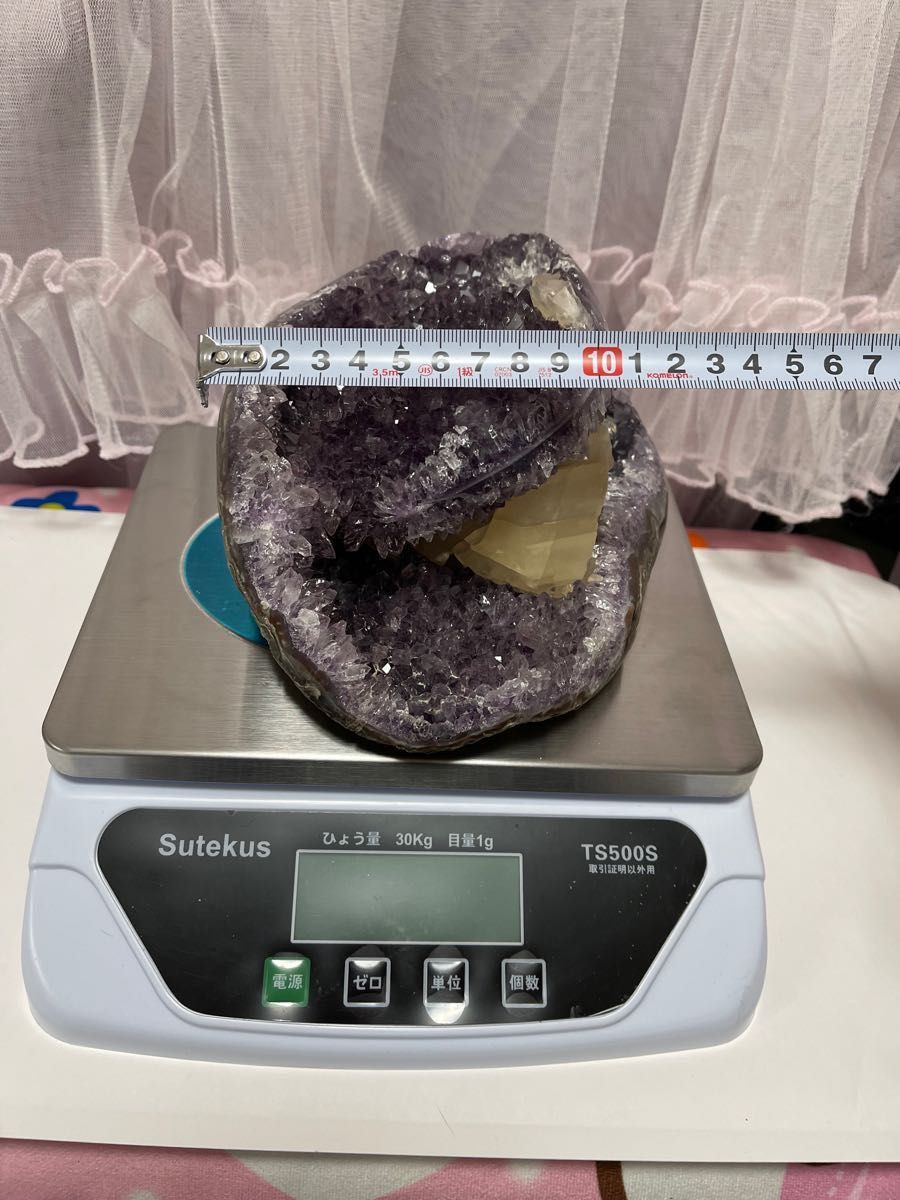 原石 天然石　浄化　ウルグアイ産 アメジスト  紫水晶クラスター　方解石　共生 綺麗
