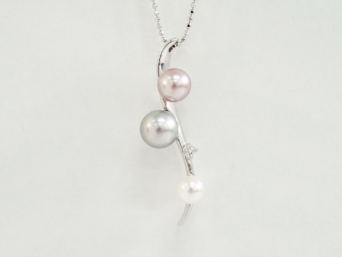 本物 タサキ TASAKI 田崎 パール 真珠 5-7mm K18 WG ネックレス