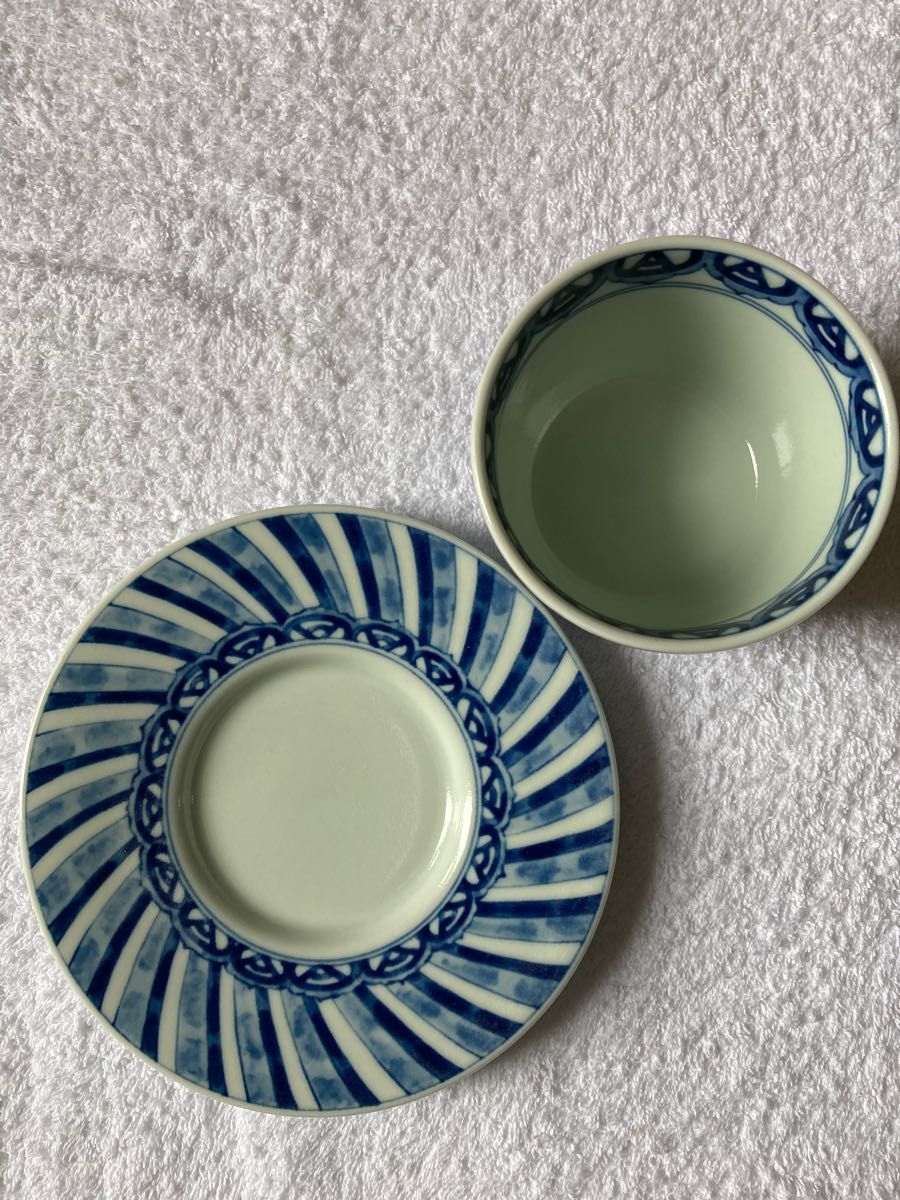 ARITA  PORCELAIN  有田焼　市松　蕎麦猪口　カップ&ソーサー　湯呑み　2個セット