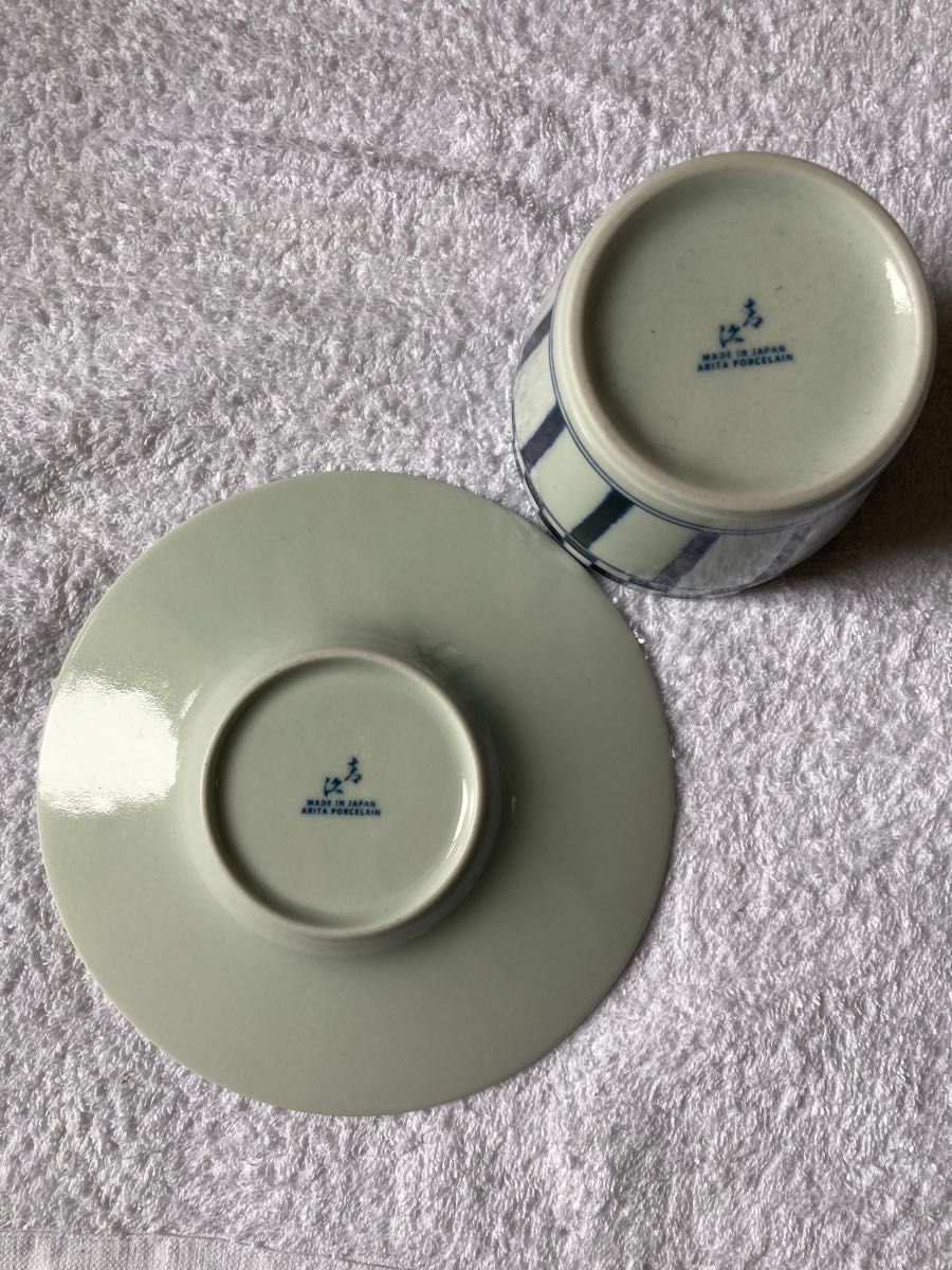 ARITA  PORCELAIN  有田焼　市松　蕎麦猪口　カップ&ソーサー　湯呑み　2個セット