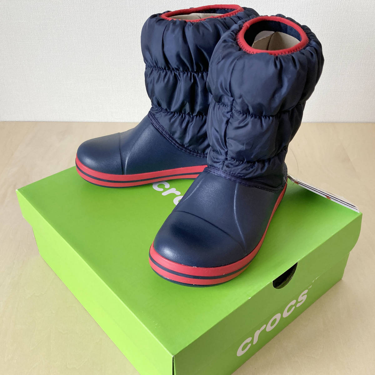 20cm 21cm ネイビー クロックス ウィンター パフ ブーツ crocs winter puff boot kids navy/red 21cm/J3 20cm/J2 14613-485 キッズ スノー_画像8