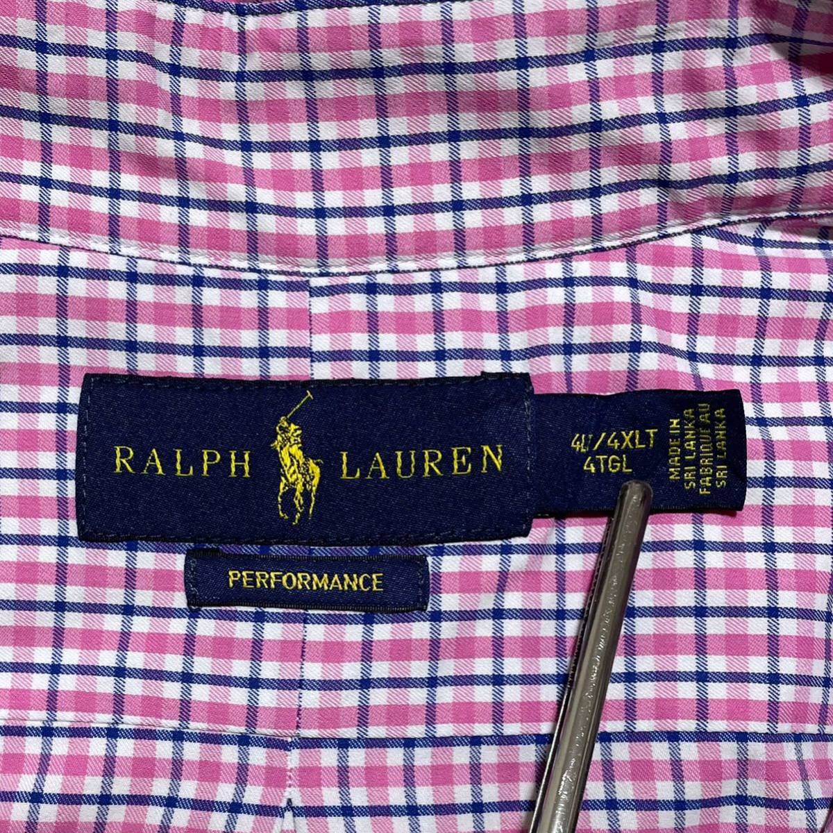 【人気ブランド】RALPH LAUREN ラルフローレン 長袖 BDシャツ ボタンダウンシャツ ビッグサイズ 4XLTサイズ チェック 刺繍ポニー 23-50