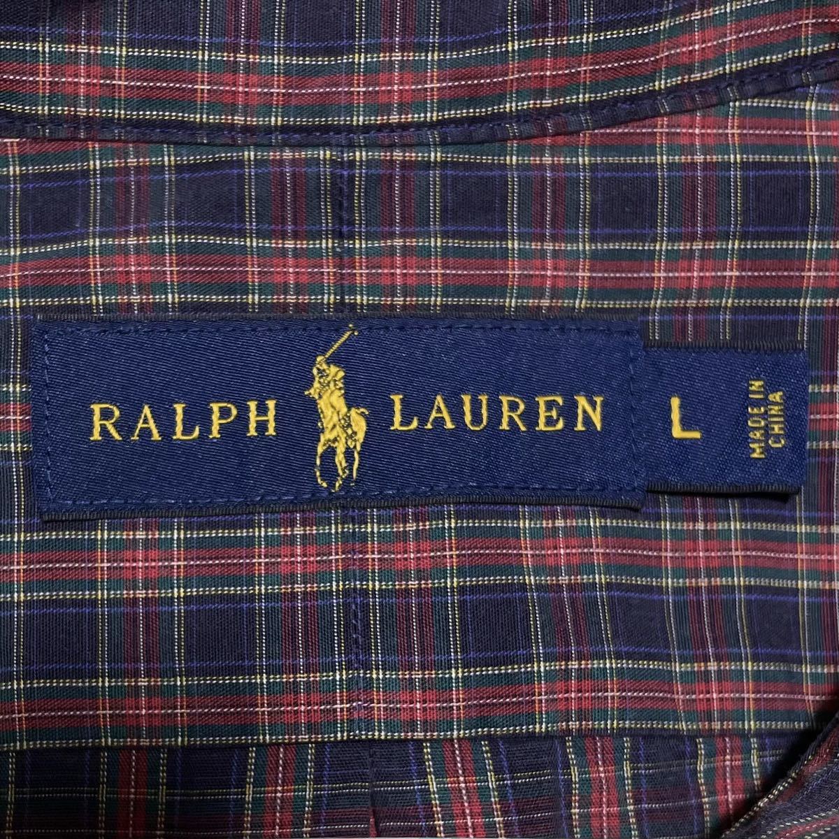 【人気ブランド】RALPH LAUREN ラルフローレン 半袖 BDシャツ ボタンダウンシャツ Lサイズ レッド ネイビー チェック 刺繍ポニー 23-58