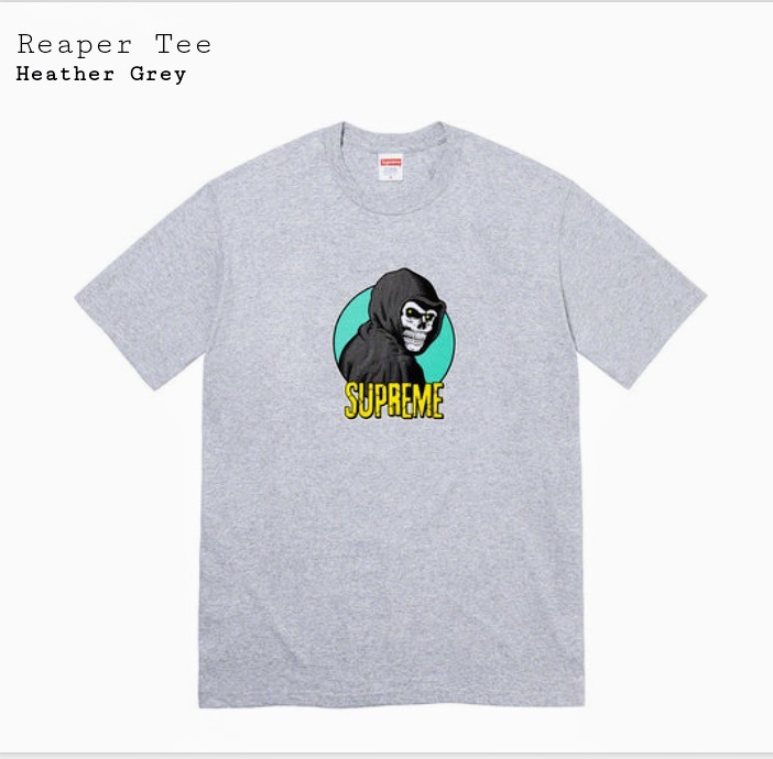 即決 送料無料 Supreme シュプリーム 23SS Reaper Tee Tシャツ ヘザーグレー Lサイズ 国内正規 新品未使用 Sean Cliver ショーンクライバー_画像1