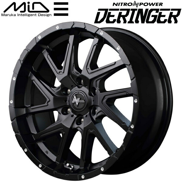 MARUKA MID NITRO POWER DERINGER ホイール4本Set セミグロスブラック/フランジピアスドリルド 8.5-20 6/139.7+20