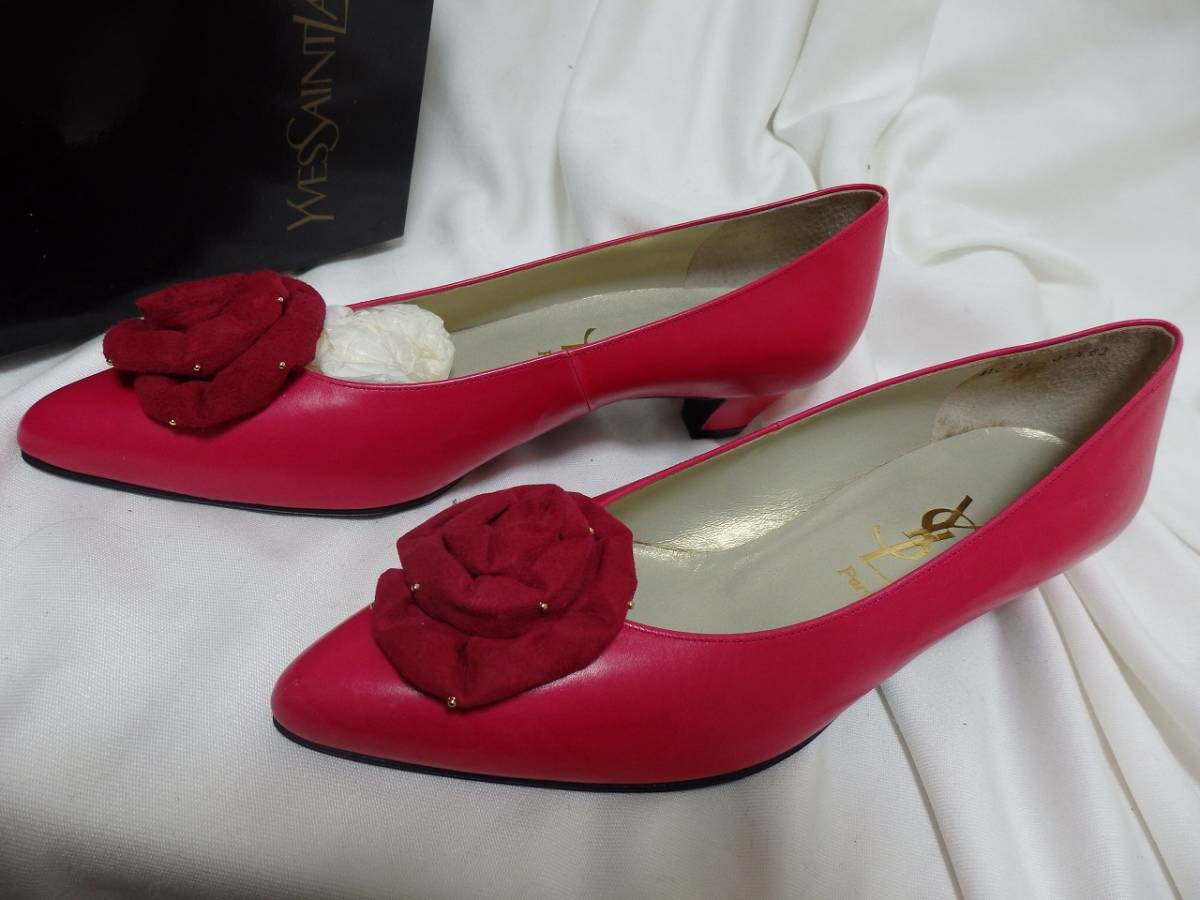 半額SALE/ サンローラン Yves Saint Laurent ピンクレザー フラット