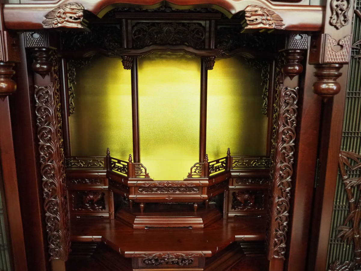 松3 未使用 展示品 高級紫檀系 仏壇 押込三方会 30号 胴長 国産 松3 未使用 展示品 高級紫檀系 仏壇 押込三方会 30号 胴長 国産