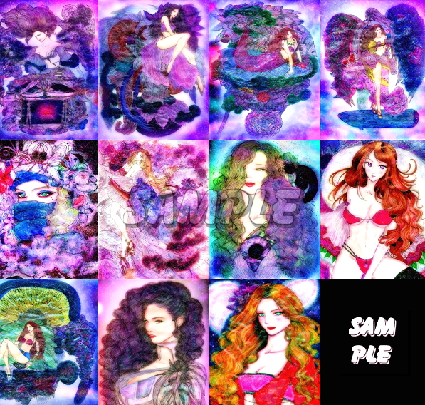 2L stamp many kind beautiful woman original illustration art . color lustre CG 28 sheets Various beauty originalart picture printing CG 28p