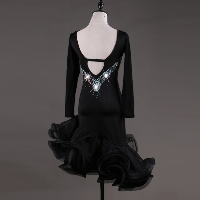 ファッション新作　レディース競技会社交ダンス　波デザインスカート　ワンピース　黒色　サイズ選択可_画像6