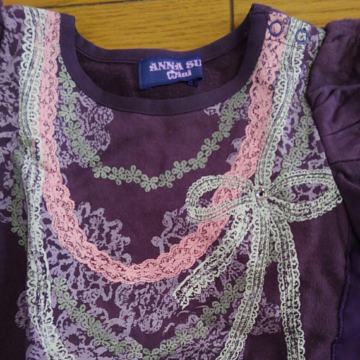 ANNA SUI mini Anna Sui Mini sweatshirt .... unusual material chiffon puff sleeve 90.