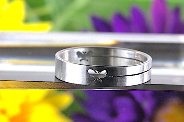 [ free shipping ]{ size 10 number } Silhouette pulling out [ butterfly ] design stainless steel silver ring ring accessory #244