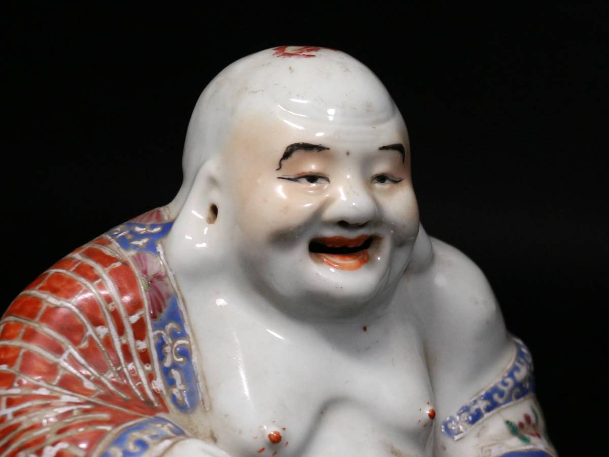 ◆中国陶磁器・粉彩・布袋尊像・置物・座像・景徳鎮・江西◆aa494_画像6