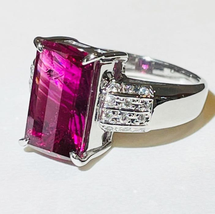純正取扱店 - ☆Pt900 トルマリン5.14ct&ダイヤ付きリング 鑑別書