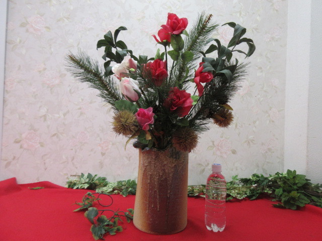 【GY3348/10】オシャレ♪　陶器製　花瓶　花器　Φ18ｃｍ　Ｈ31.3ｃｍ_画像1