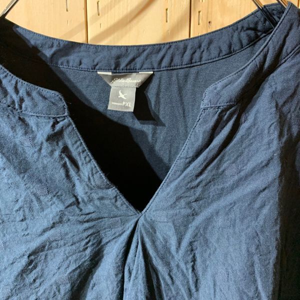 [KWT3361] Eddie Bauer short sleeves tops lady's navy XL pohs 